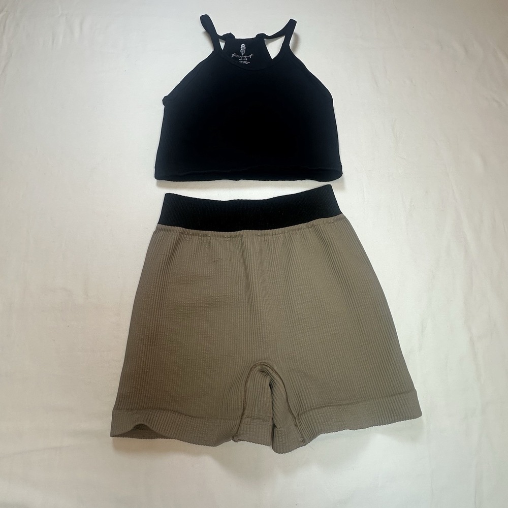 Free People Movement Happiness Runs Prajna Shorts‎ & Cropped Ribbed Tank Top M/L